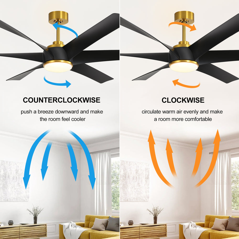65-in Indoor Large LED Ceiling Fan with Light Remote (6-Blade)