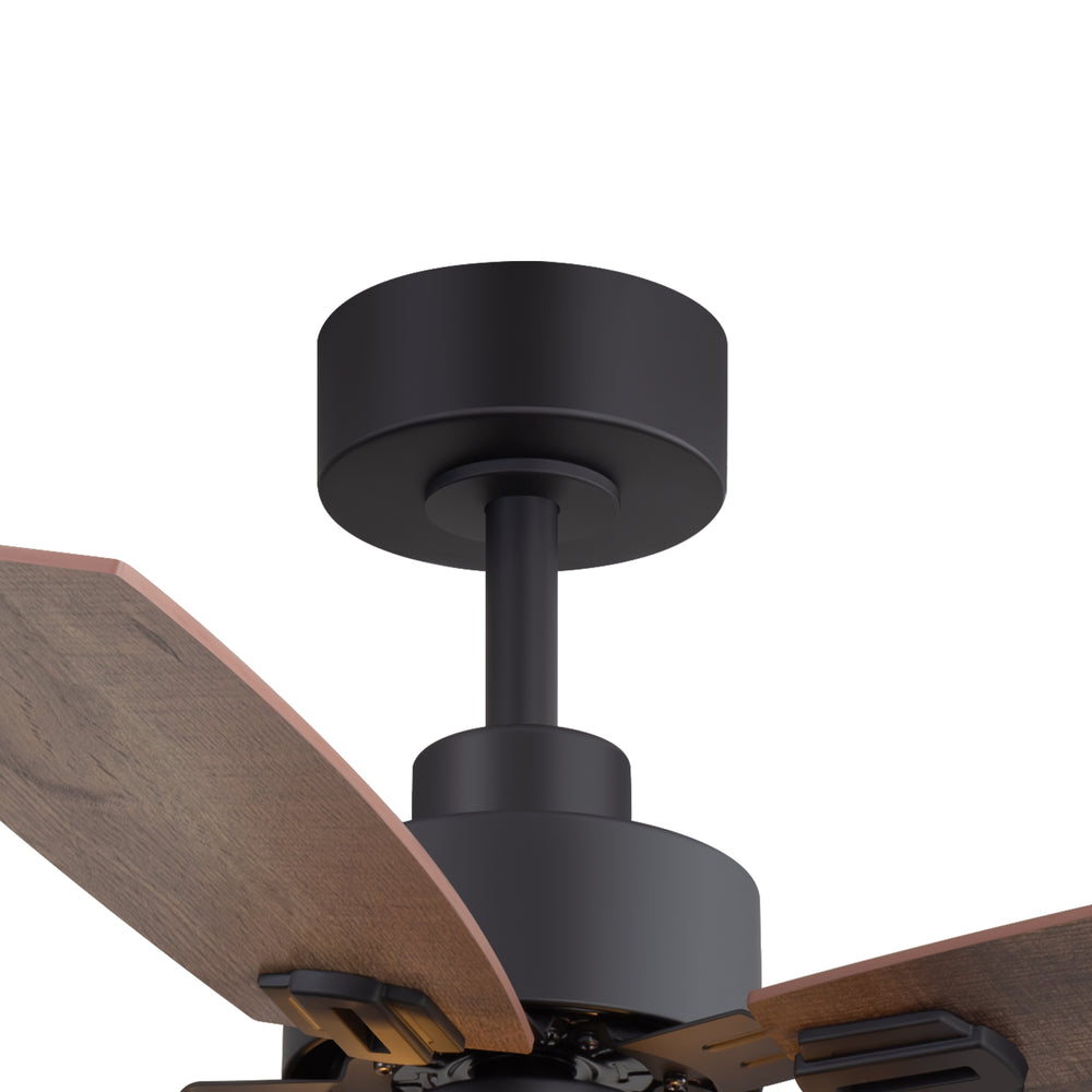 52-inch Farmhouse Ceiling Fan with Light, 5 Dual-Finish Reversible Plywood Blades, Quiet Energy-Saving DC Motor, E12 Bulb Base, 6-Speed Remote Control with Timer, Forward/Reverse Rotation, and 6" Downrod Included