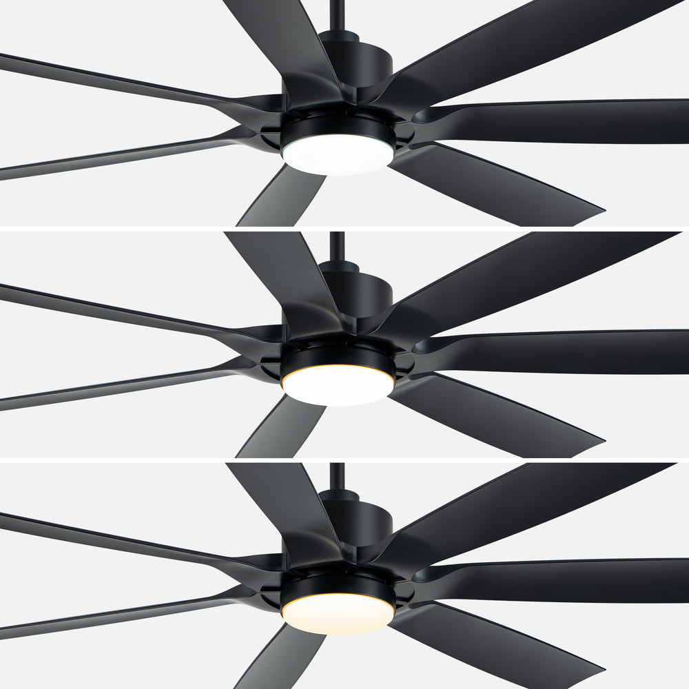 60-inch Modern Matte Black 7-Blade Ceiling Fan with 18W LED Light, 6-Speed DC Motor,Remote,3 Color Temps and Dual Downrods (6" & 12")