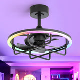 20-Inch Ceiling Fan with Light, Low Profile Flush Mount or Downrod, DC Motor, 6 Speeds, RGB & 3CCT Dimmable LED, Remote Control, Matte Black