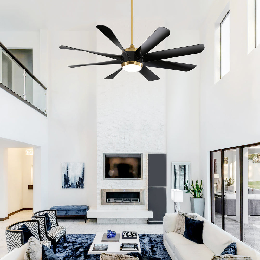 Alsatia 60-in Gold Indoor LED Ceiling Fan with Light Remote (8-Blade)