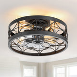 Ravora 16.5-Inch Small Caged Ceiling Fan With Light & Remote
