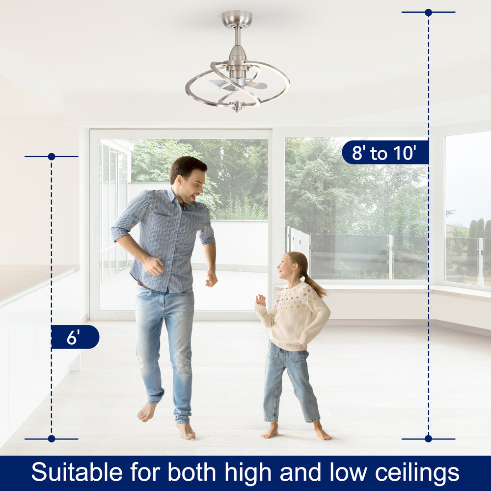 20-inch Modern 3-Blade Dimmable LED Ceiling Fan with Light Kit and Remote,6" downrod Included