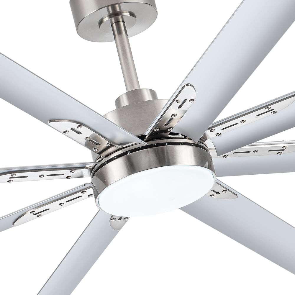 72-Inch Modern Ceiling Fan with Remote, Reversible Powerful DC Motor, 8 Aluminum Blades, 6-Speed, Dual Downrods（7“&24”）, LED Light Kit with 3 Color Temps(3000K/4500K/6000K), Black/Gold Black/White/Gold White Finish for Large Room