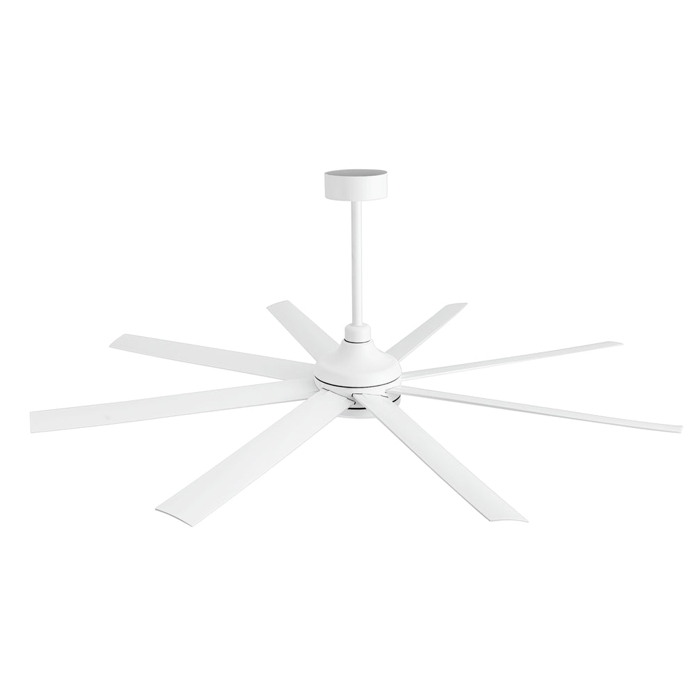 65-Inch Industrial Ceiling Fan, No Light with Remote, 8 ABS Blades, Quiet Reversible DC Motor, 6-Speed, Timer Function