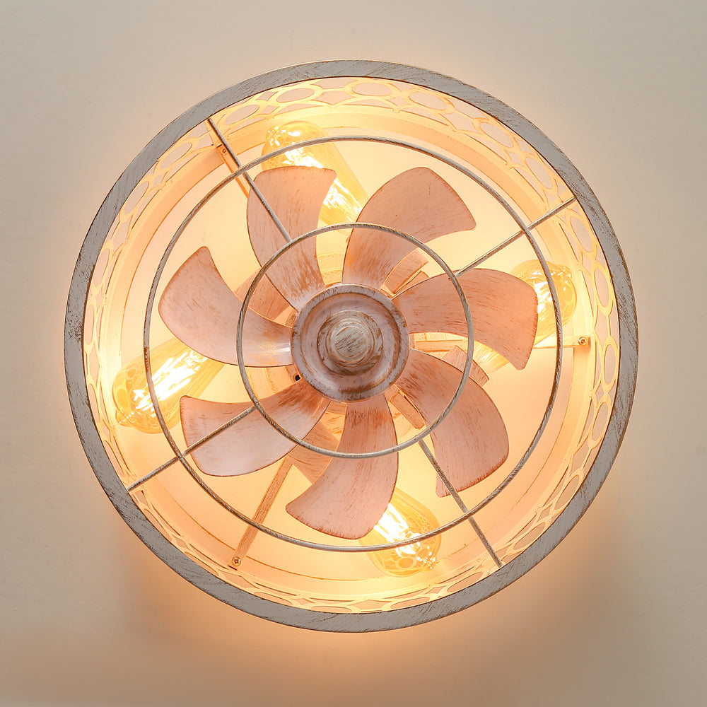 16.5-in Vintage Distressed White Low Profile Ceiling Fan with Light and Remote Control(7-blade)