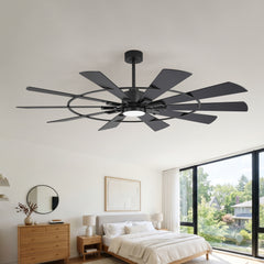 62 Inch Ceiling Fan with Light and Remote, Quiet DC Motor, 6 Speed Reversible Ceiling Fan, 3 Color Temperature LED, Dual Finish Blades, Modern Large Room Fan