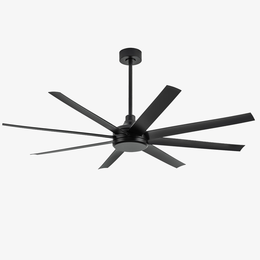 65-Inch Industrial Ceiling Fan, No Light with Remote, 8 ABS Blades, Quiet Reversible DC Motor, 6-Speed, Timer Function