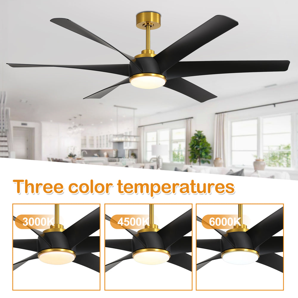 65-in Indoor Large LED Ceiling Fan with Light Remote (6-Blade)