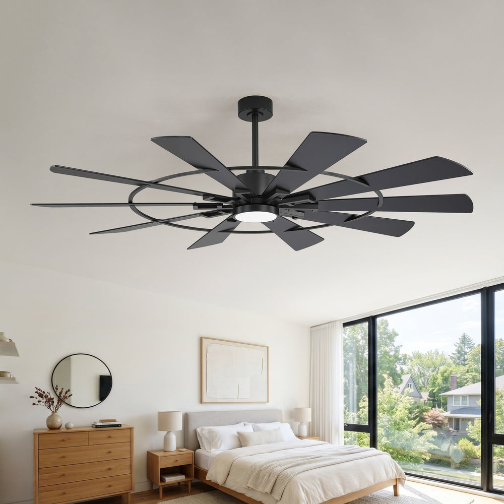 62/72 Inch Modern Ceiling Fan with LED Light and Remote, Dual Finish Blades, Ultra Quiet DC Motor, 6-Speed Ceiling Fan for Large Rooms
