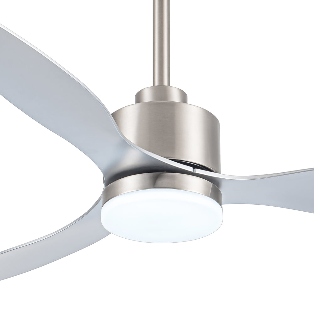 52-Inch Modern Ceiling Fan with Light, 3 ABS Blades, 18W LED with 3 Color Temperatures, Remote Control with 6 Speeds, Reverse Function, Timer, Quiet DC Motor, Includes 5" & 10" Downrods, Ideal for Dining, Bedroom, and Living Room