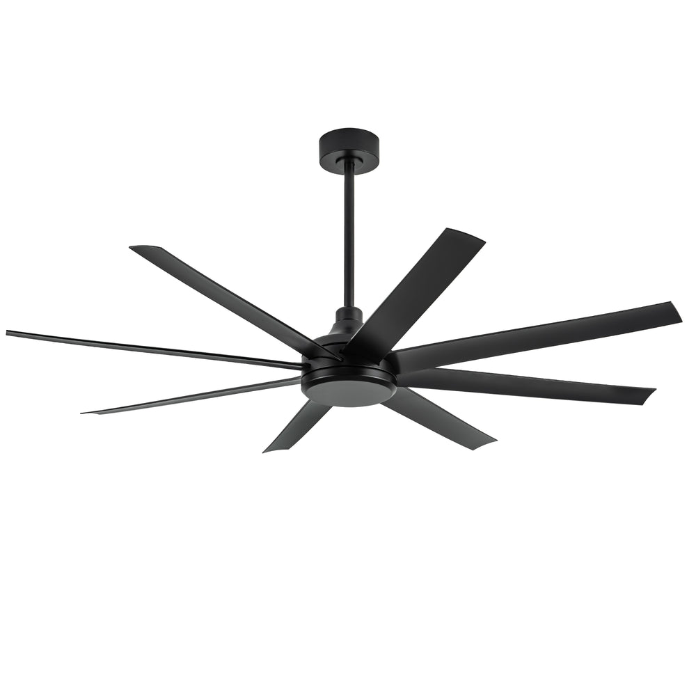 65-Inch Industrial Ceiling Fan, No Light with Remote, 8 ABS Blades, Quiet Reversible DC Motor, 6-Speed, Timer Function
