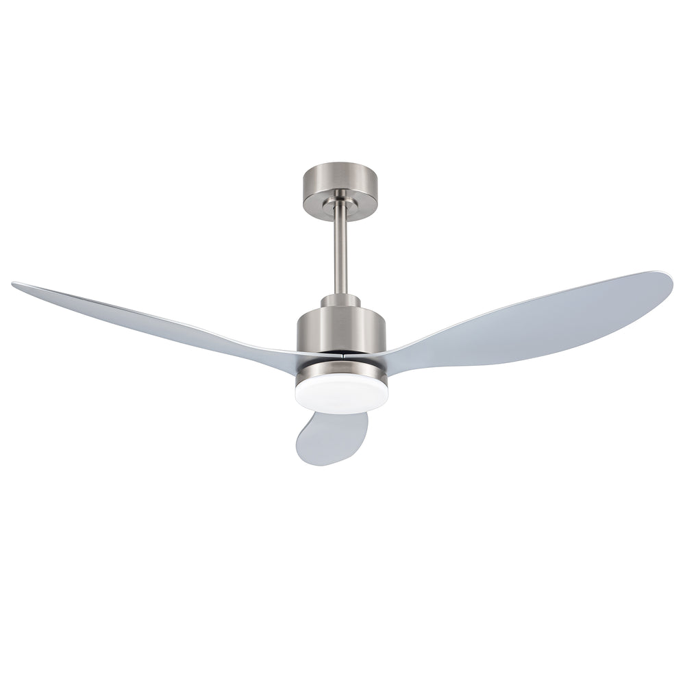 52-Inch Modern Ceiling Fan with Light, 3 ABS Blades, 18W LED with 3 Color Temperatures, Remote Control with 6 Speeds, Reverse Function, Timer, Quiet DC Motor, Includes 5" & 10" Downrods, Ideal for Dining, Bedroom, and Living Room