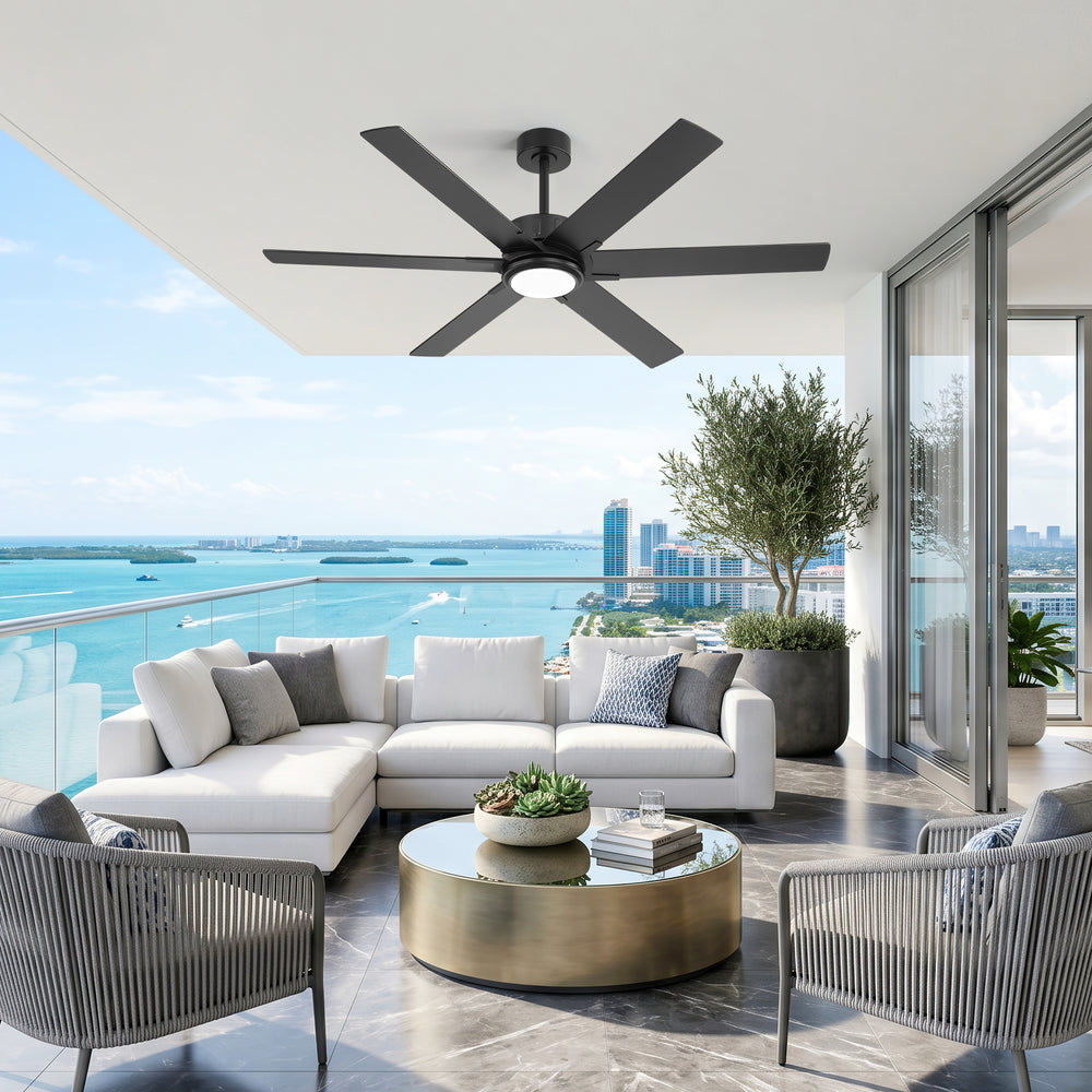 Modern 60" Ceiling Fan with LED Light, Remote Control, Quiet DC Motor, 6-Speed Reversible Fan, Dimmable Lighting, Timer for Bedroom
