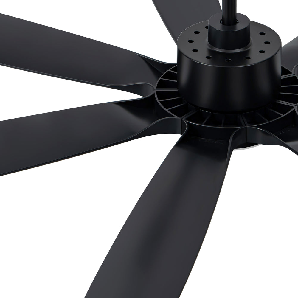 60-inch Modern Matte Black 7-Blade Ceiling Fan with 18W LED Light, 6-Speed DC Motor,Remote,3 Color Temps and Dual Downrods (6" & 12")