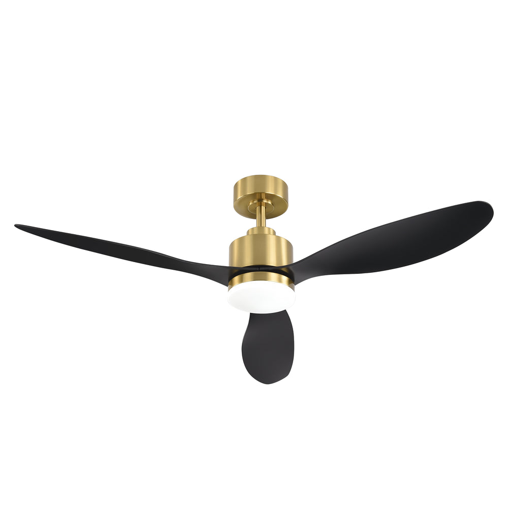 52-Inch Modern Ceiling Fan with Light, 3 ABS Blades, 18W LED with 3 Color Temperatures, Remote Control with 6 Speeds, Reverse Function, Timer, Quiet DC Motor, Includes 5" & 10" Downrods, Ideal for Dining, Bedroom, and Living Room