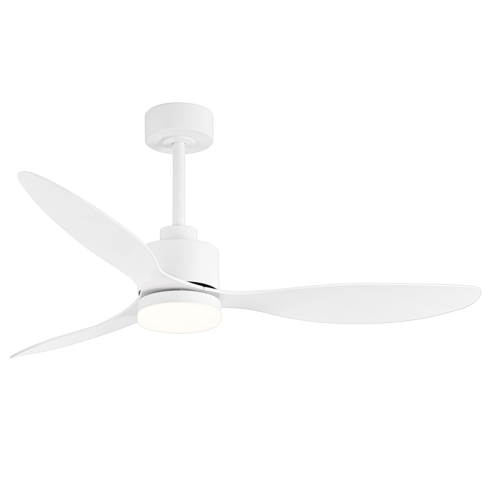 52-Inch Modern Ceiling Fan with Light, 3 ABS Blades, 18W LED with 3 Color Temperatures, Remote Control with 6 Speeds, Reverse Function, Timer, Quiet DC Motor, Includes 5" & 10" Downrods, Ideal for Dining, Bedroom, and Living Room
