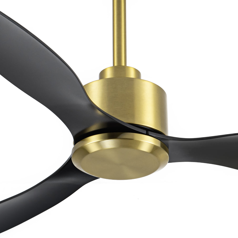 52-Inch Ceiling Fan without Light, 3 ABS Blades, Remote Control with 6 Speeds, Reverse Function, Timer, Quiet DC Motor, Includes 5" & 10" Downrods, Ideal for Dining, Bedroom, and Living Room