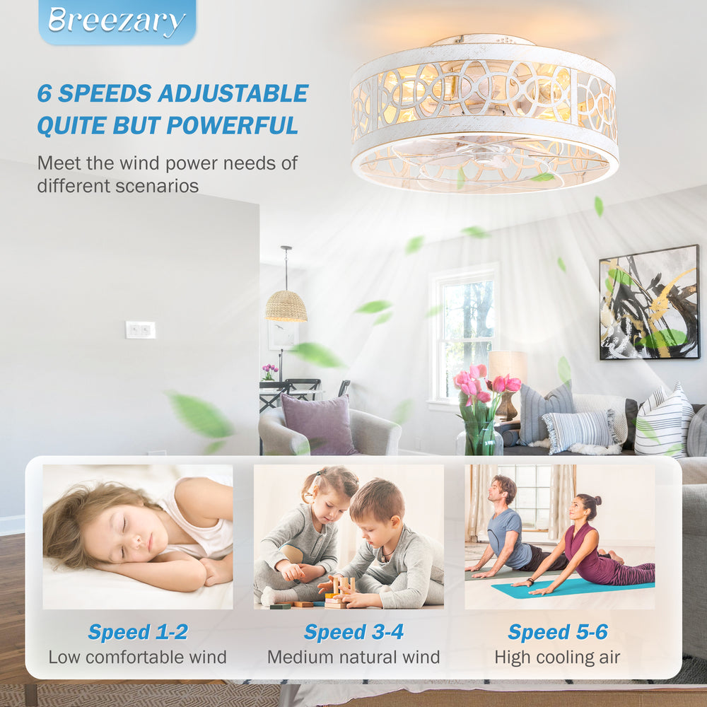 16.5-inch Caged Ceiling Fan with Light and Remote(7-Blade)