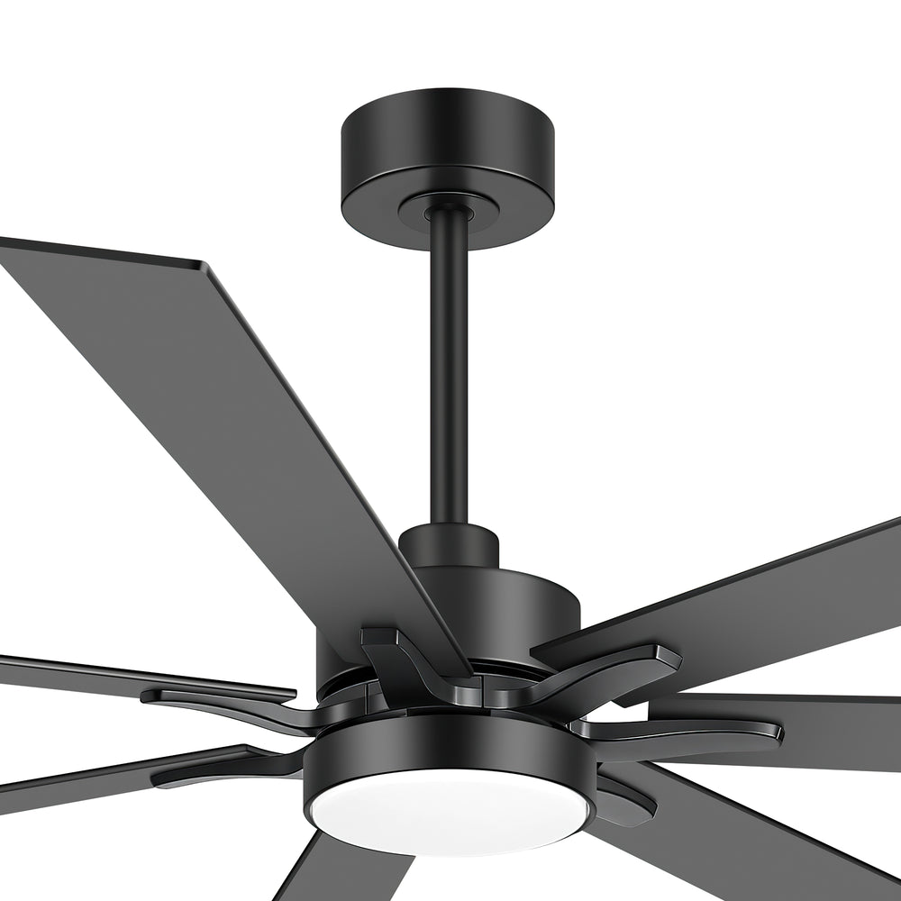 Breezary 72" 7-Blade Silent DC Motor Modern Ceiling Fan with 3-CCT LED Light - Black (3 Downrods Included)