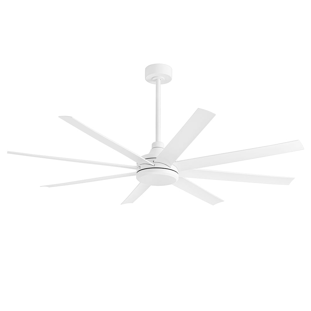 65-Inch Industrial Ceiling Fan, No Light with Remote, 8 ABS Blades, Quiet Reversible DC Motor, 6-Speed, Timer Function