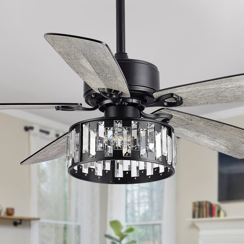 52-in 5 Reversible Blades Crystal Indoor Ceiling Fan With Remote Control and Light Kit Included