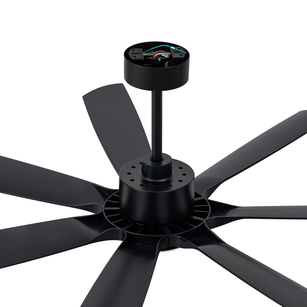 60-inch Modern Matte Black 7-Blade Ceiling Fan with 18W LED Light, 6-Speed DC Motor,Remote,3 Color Temps and Dual Downrods (6" & 12")