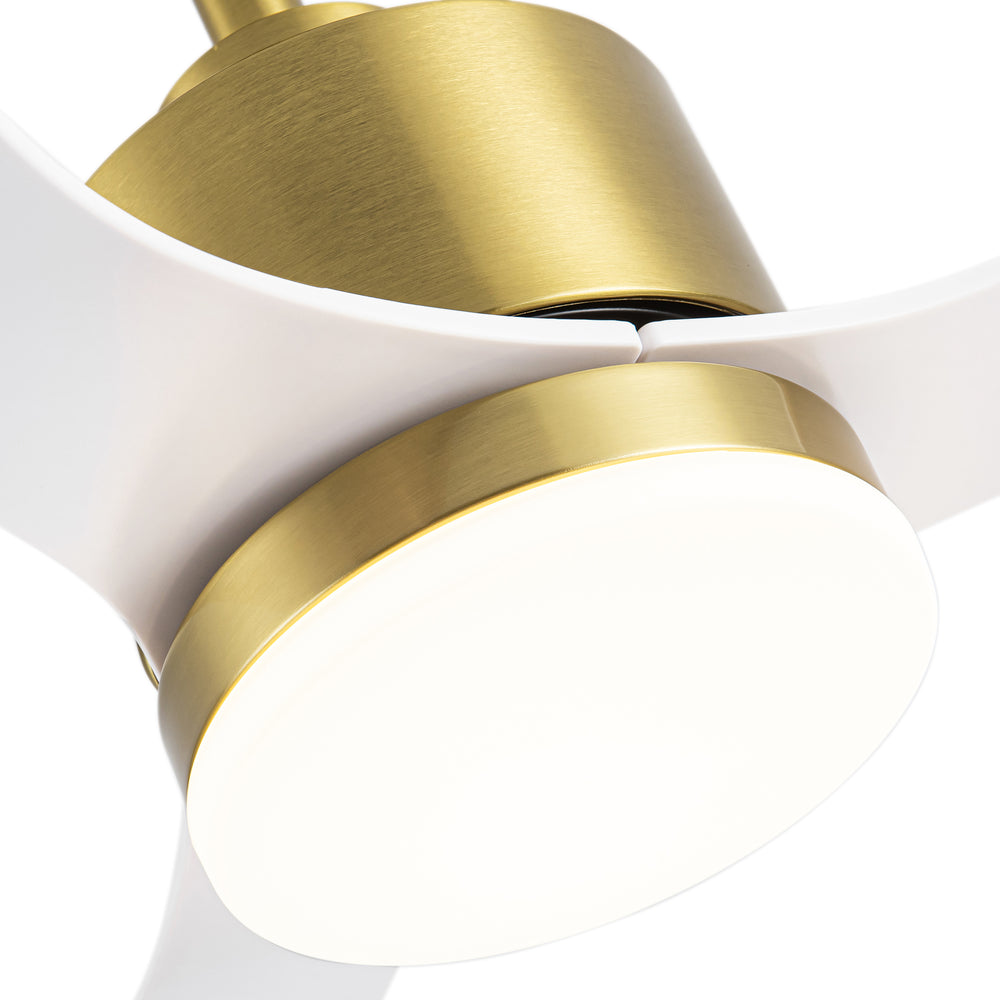 52-Inch Modern Ceiling Fan with Light, 3 ABS Blades, 18W LED with 3 Color Temperatures, Remote Control with 6 Speeds, Reverse Function, Timer, Quiet DC Motor, Includes 5" & 10" Downrods, Ideal for Dining, Bedroom, and Living Room