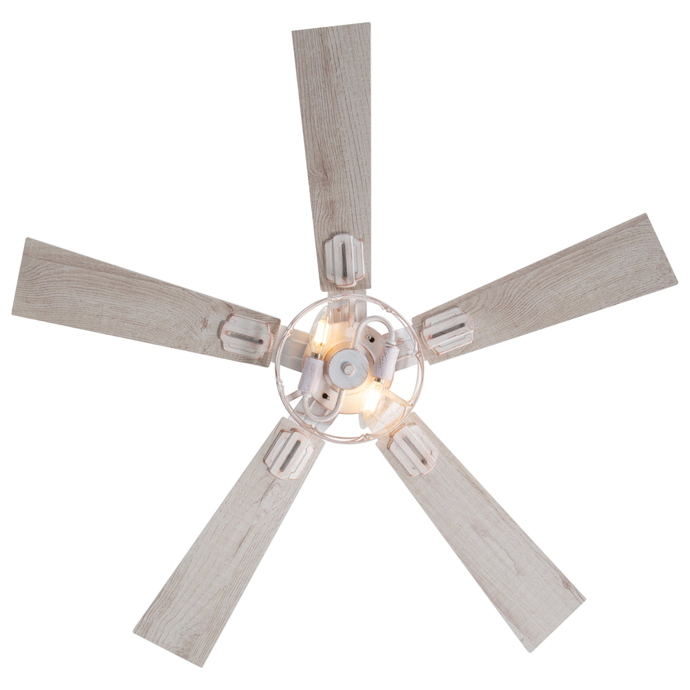 42-inch Ceiling Fan with Distressed White or Matte Black Finish, 5 Reversible Blades, Quiet DC Motor, Remote Control,6" Downrod