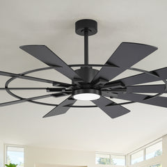 62 Inch Ceiling Fan with Light and Remote, Quiet DC Motor, 6 Speed Reversible Ceiling Fan, 3 Color Temperature LED, Dual Finish Blades, Modern Large Room Fan