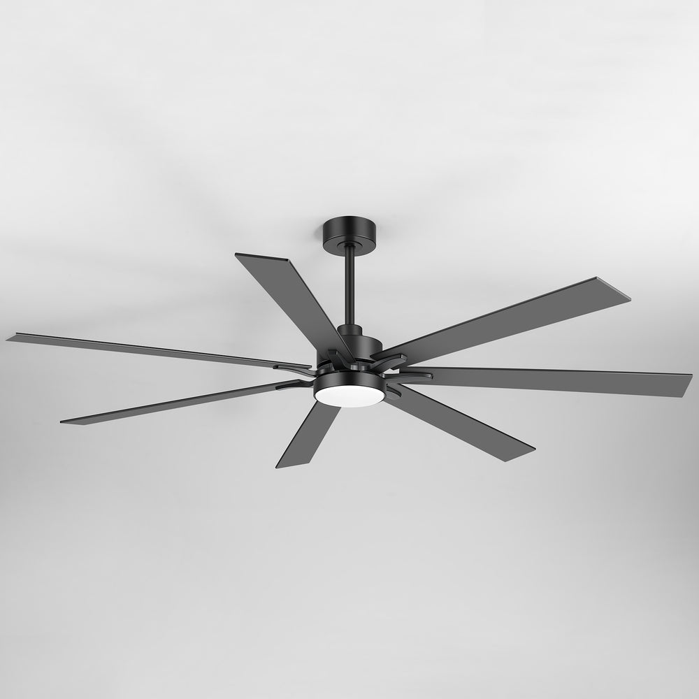 Breezary 72" 7-Blade Silent DC Motor Modern Ceiling Fan with 3-CCT LED Light - Black (3 Downrods Included)