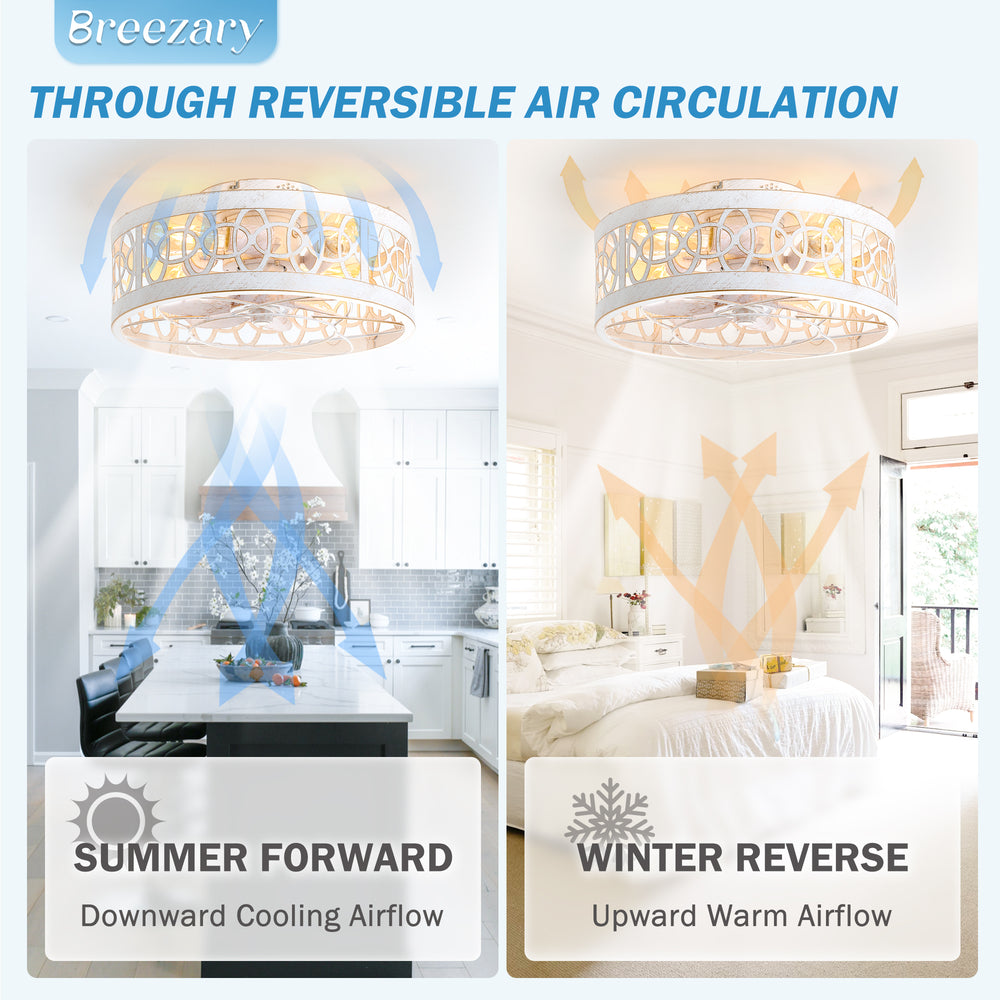 16.5-inch Caged Ceiling Fan with Light and Remote(7-Blade)