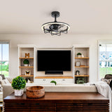 20-Inch Ceiling Fan with Light, Low Profile Flush Mount or Downrod, DC Motor, 6 Speeds, RGB & 3CCT Dimmable LED, Remote Control, Matte Black