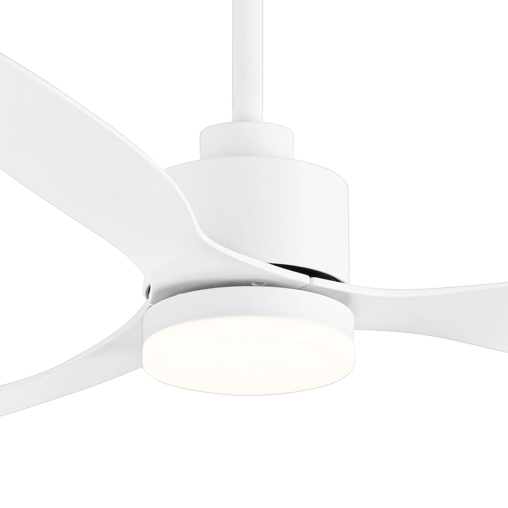 52-Inch Modern Ceiling Fan with Light, 3 ABS Blades, 18W LED with 3 Color Temperatures, Remote Control with 6 Speeds, Reverse Function, Timer, Quiet DC Motor, Includes 5" & 10" Downrods, Ideal for Dining, Bedroom, and Living Room
