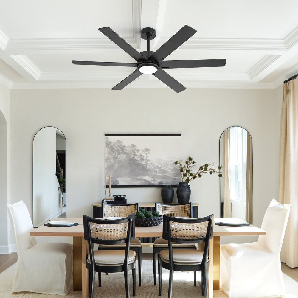 Modern 60" Ceiling Fan with LED Light, Remote Control, Quiet DC Motor, 6-Speed Reversible Fan, Dimmable Lighting, Timer for Bedroom