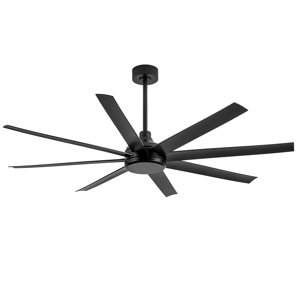 65-Inch Industrial Ceiling Fan, No Light with Remote, 8 ABS Blades, Quiet Reversible DC Motor, 6-Speed, Timer Function