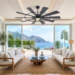 62/72 Inch Modern Ceiling Fan with LED Light and Remote, Dual Finish Blades, Ultra Quiet DC Motor, 6-Speed Ceiling Fan for Large Rooms