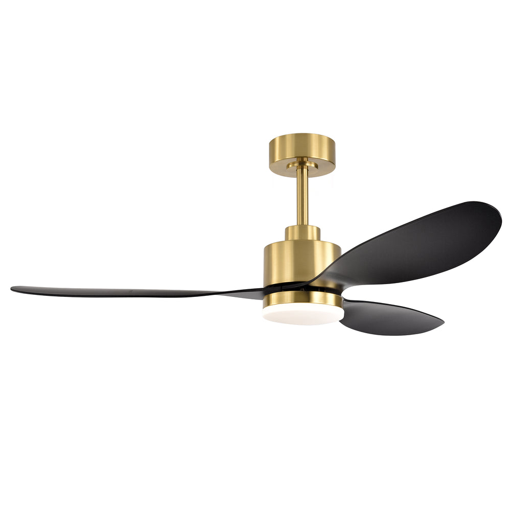 52-Inch Modern Ceiling Fan with Light, 3 ABS Blades, 18W LED with 3 Color Temperatures, Remote Control with 6 Speeds, Reverse Function, Timer, Quiet DC Motor, Includes 5" & 10" Downrods, Ideal for Dining, Bedroom, and Living Room