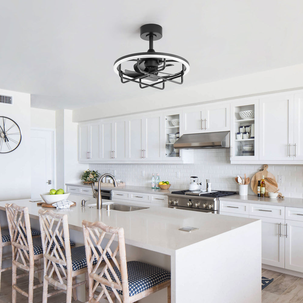 20-Inch Ceiling Fan with Light, Low Profile Flush Mount or Downrod, DC Motor, 6 Speeds, RGB & 3CCT Dimmable LED, Remote Control, Matte Black