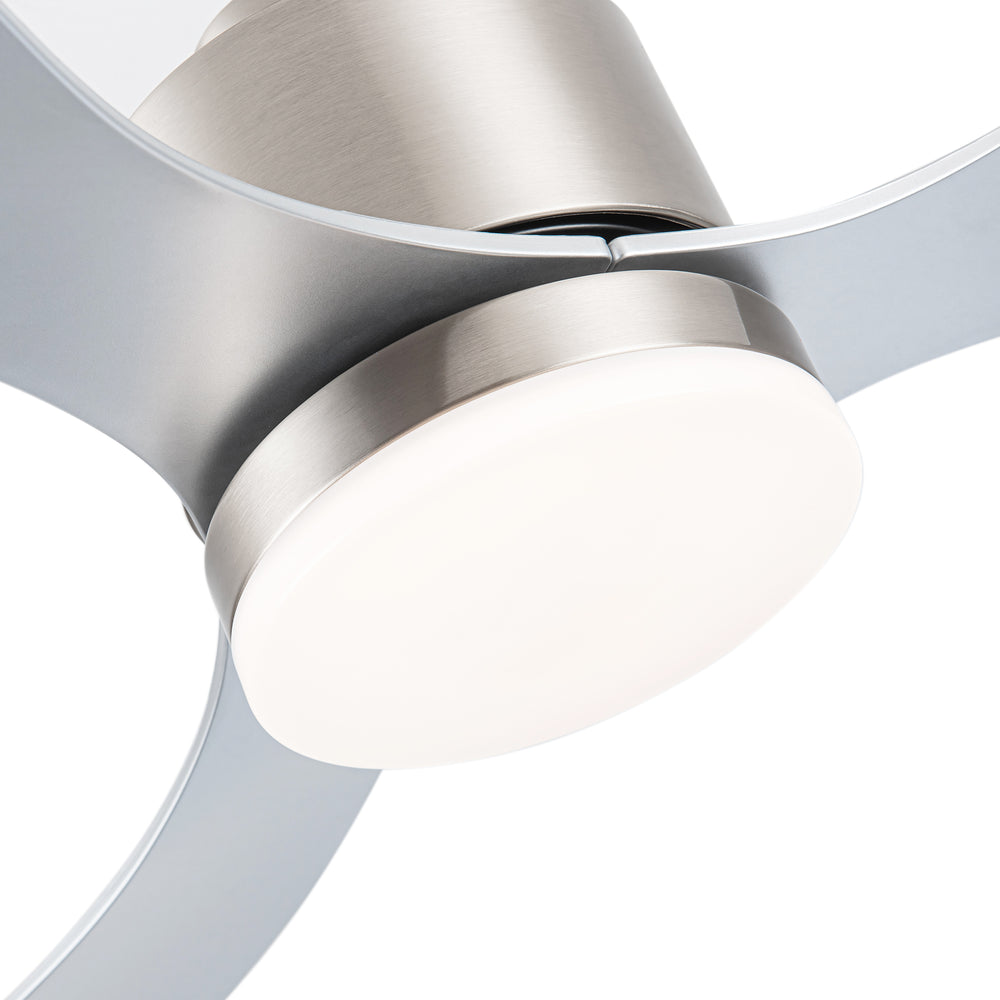 52-Inch Modern Ceiling Fan with Light, 3 ABS Blades, 18W LED with 3 Color Temperatures, Remote Control with 6 Speeds, Reverse Function, Timer, Quiet DC Motor, Includes 5" & 10" Downrods, Ideal for Dining, Bedroom, and Living Room