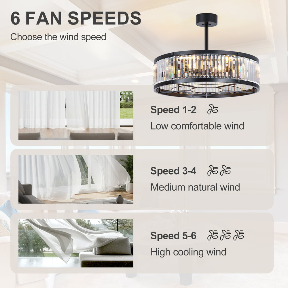 28 Inch Caged Ceiling Fan with Light & Remote Control