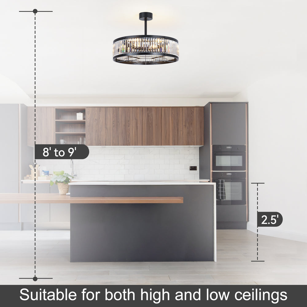 28 Inch Caged Ceiling Fan with Light & Remote Control
