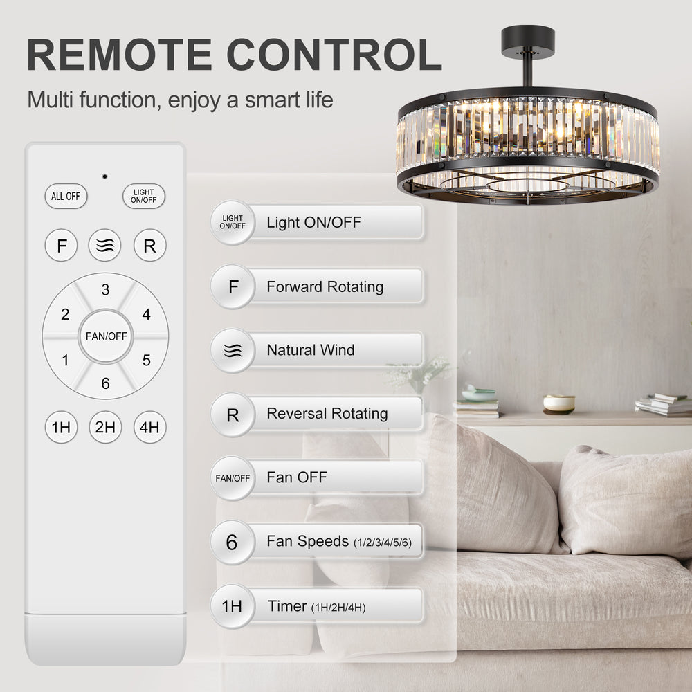 28 Inch Caged Ceiling Fan with Light & Remote Control