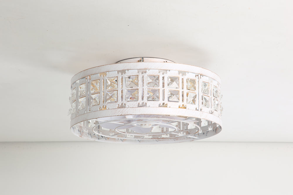 Auvara 16.5-Inch Small Caged Flush Mount Ceiling Fan With Light
