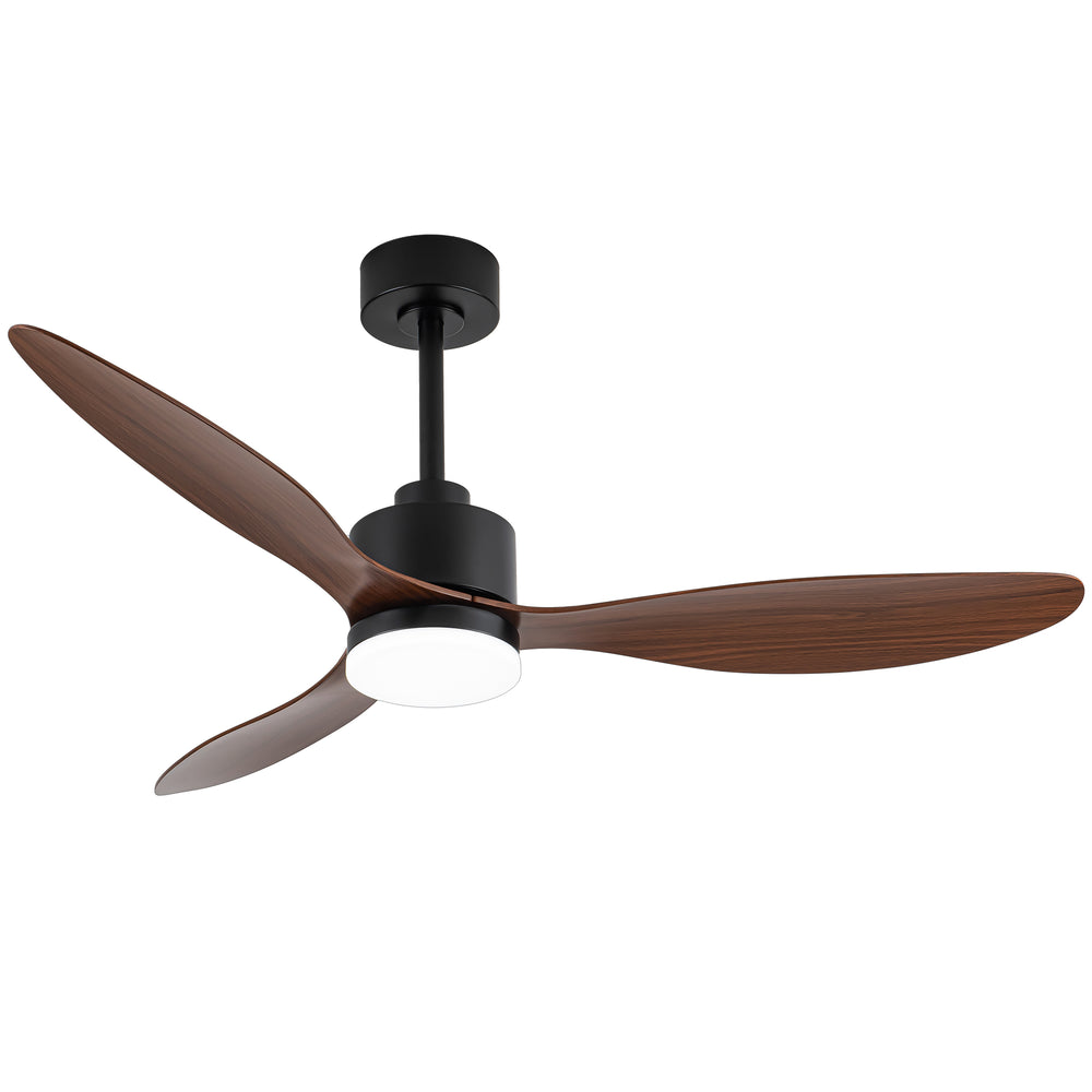 52-Inch Modern Ceiling Fan with Light, 3 ABS Blades, 18W LED with 3 Color Temperatures, Remote Control with 6 Speeds, Reverse Function, Timer, Quiet DC Motor, Includes 5" & 10" Downrods, Ideal for Dining, Bedroom, and Living Room