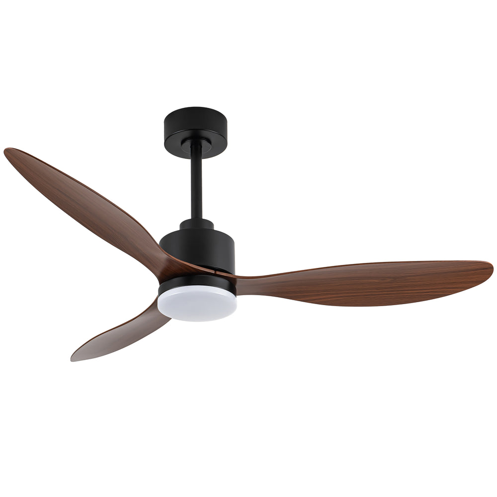 52-Inch Modern Ceiling Fan with Light, 3 ABS Blades, 18W LED with 3 Color Temperatures, Remote Control with 6 Speeds, Reverse Function, Timer, Quiet DC Motor, Includes 5" & 10" Downrods, Ideal for Dining, Bedroom, and Living Room