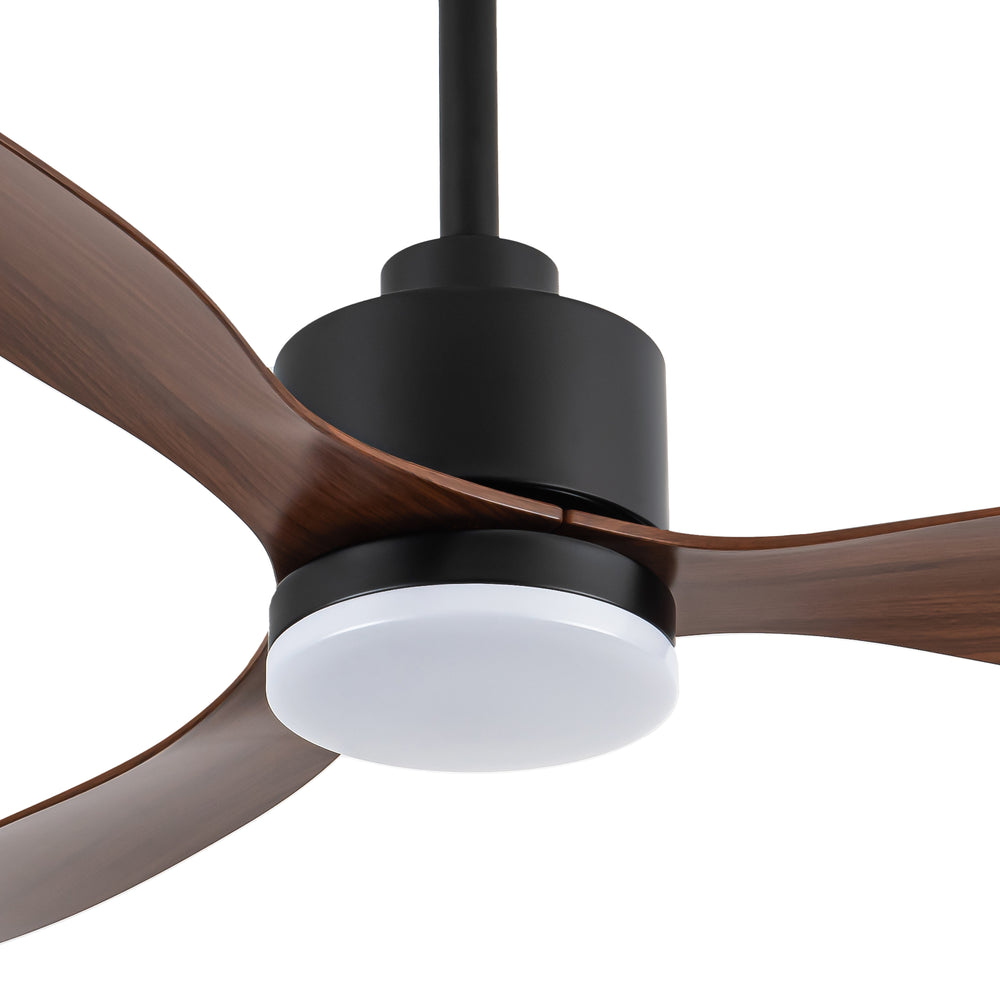 52-Inch Modern Ceiling Fan with Light, 3 ABS Blades, 18W LED with 3 Color Temperatures, Remote Control with 6 Speeds, Reverse Function, Timer, Quiet DC Motor, Includes 5" & 10" Downrods, Ideal for Dining, Bedroom, and Living Room