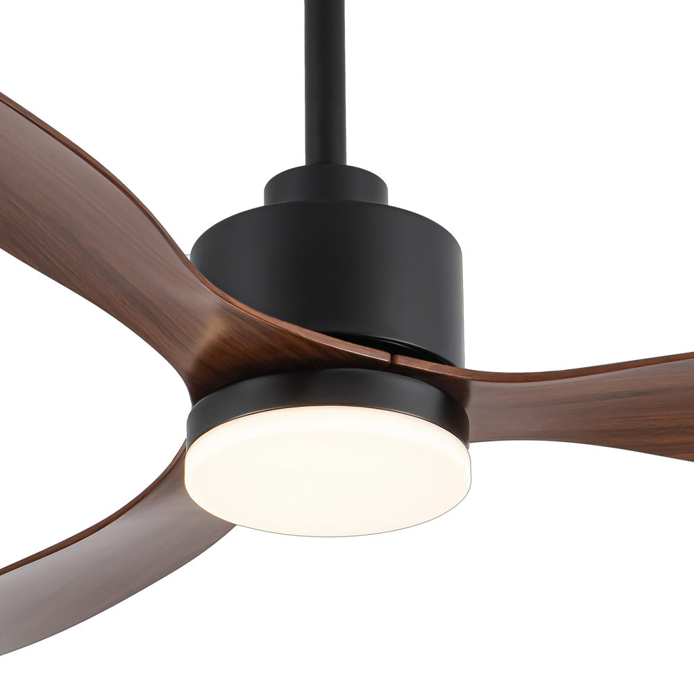 52-Inch Modern Ceiling Fan with Light, 3 ABS Blades, 18W LED with 3 Color Temperatures, Remote Control with 6 Speeds, Reverse Function, Timer, Quiet DC Motor, Includes 5" & 10" Downrods, Ideal for Dining, Bedroom, and Living Room