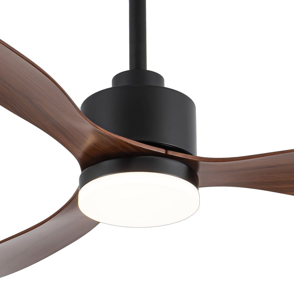52-Inch Modern Ceiling Fan with Light, 3 ABS Blades, 18W LED with 3 Color Temperatures, Remote Control with 6 Speeds, Reverse Function, Timer, Quiet DC Motor, Includes 5" & 10" Downrods, Ideal for Dining, Bedroom, and Living Room