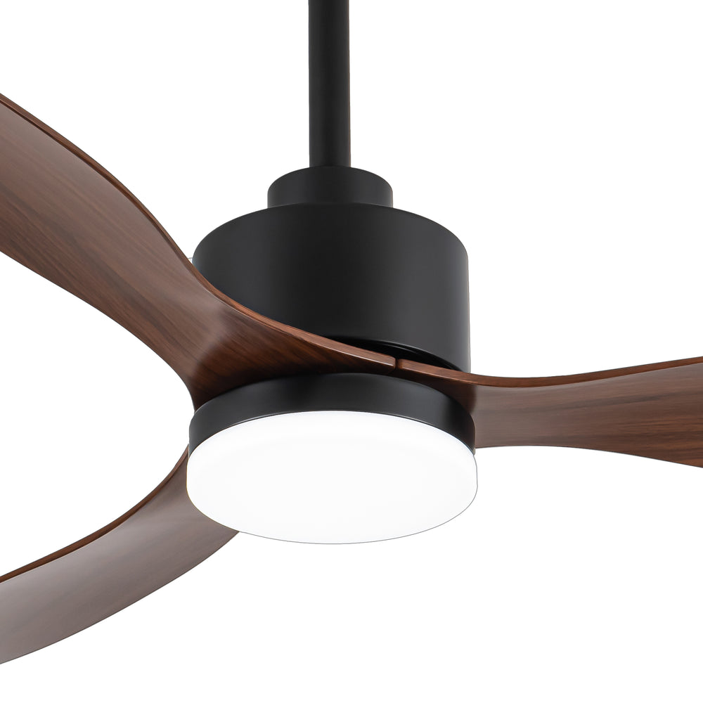 52-Inch Modern Ceiling Fan with Light, 3 ABS Blades, 18W LED with 3 Color Temperatures, Remote Control with 6 Speeds, Reverse Function, Timer, Quiet DC Motor, Includes 5" & 10" Downrods, Ideal for Dining, Bedroom, and Living Room
